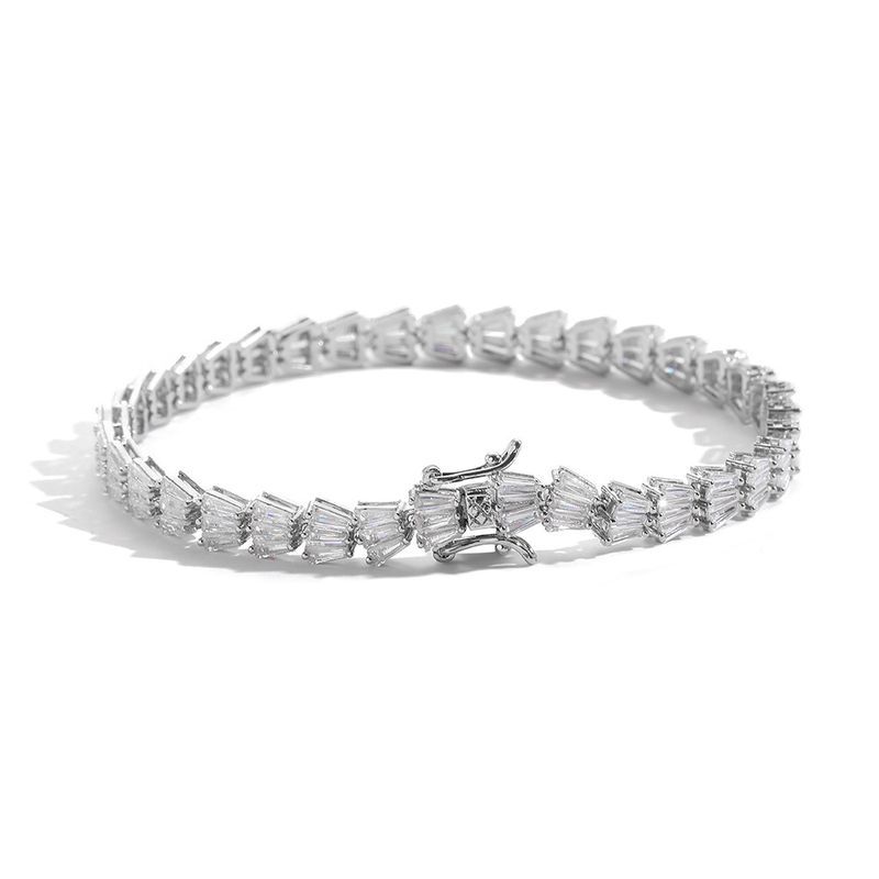 Damen Step Square Kupfer Intarsien Zirkon Hip Hop Armband Tennis Kette Hand Schmuck voller Dias_voghion.com