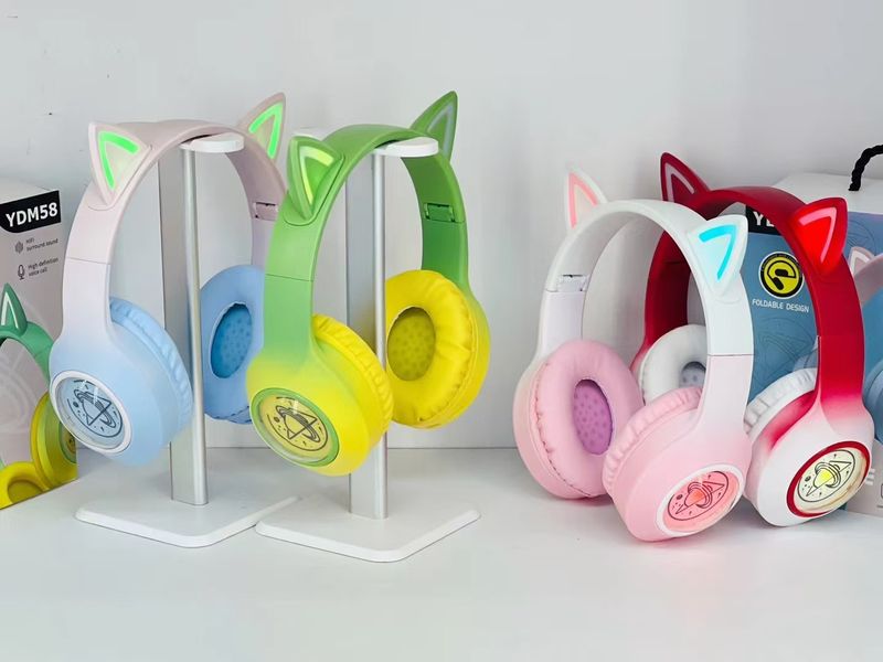 Headset Bluetooth Headset Luminous Cat Ear Cute Wireless Headset Gift YDM58_voghion.com
