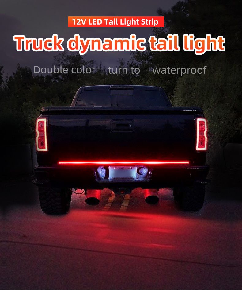 fanale posteriore per auto a spina di pesce, fanale posteriore per pick-up, LED, alta luminosità, bicolore, cintura, scansione, doppio flash, avviso di coda_voghion.com