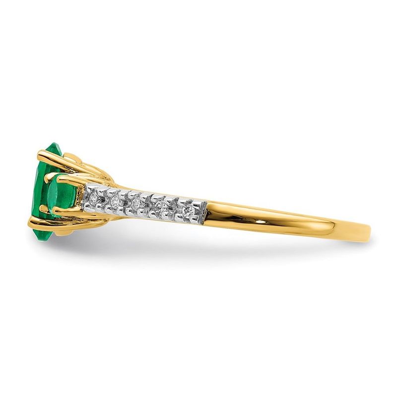 14k Oval Emerald And Diamond Ring_voghion.com