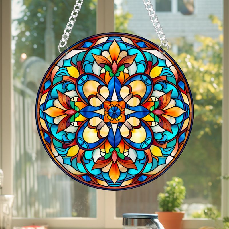 Mazzi di fiori, ciondolo per la casa Suncatcher in acrilico stampato su entrambi i lati, catena e ventosa per la consegna_voghion.com