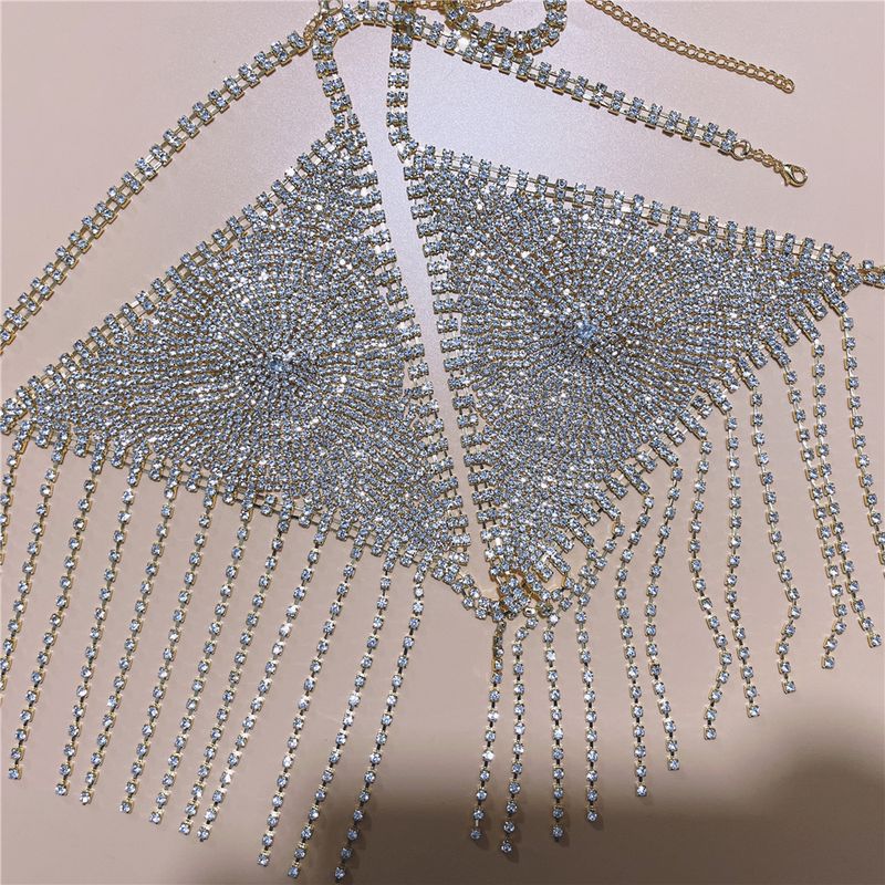 Sutien de corp cu strasuri și ciucuri, vânzare fierbinte, accesoriu sexy pentru bikini de club de noapte, lanț de corp_voghion.com