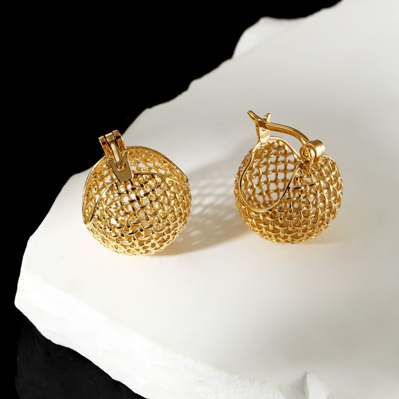 Orecchini a bottone in argento sterling con fibbia a sfera intrecciata, leggeri, di lusso, autunnali e invernali, stile Niche Ins, da donna, di alta qualità_voghion.com