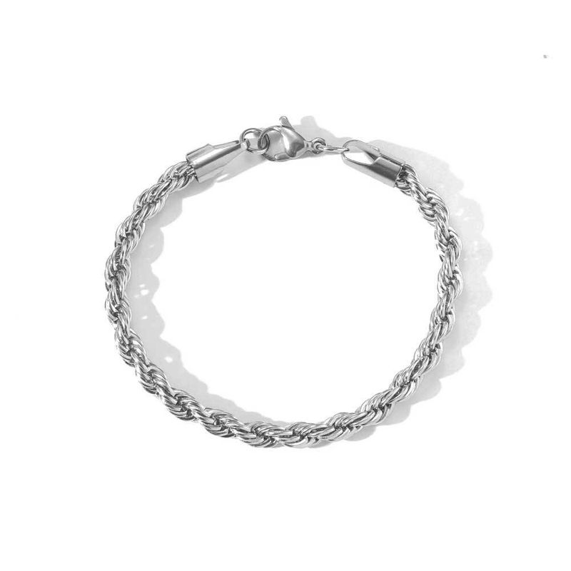 Mænds smykkesæt mode rustfrit stål snoet kæde armbånd til mænd Trendy mode guld knap reb kæde titan stål armbånd_voghion.com