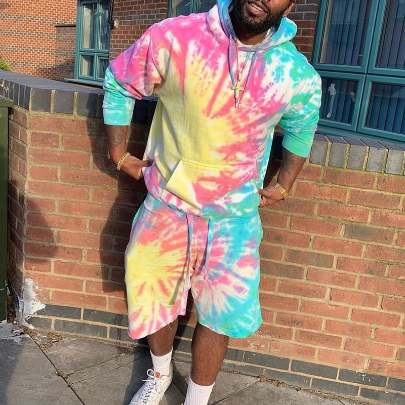 Men's color contrast smudge coat tracksuit_voghion.com