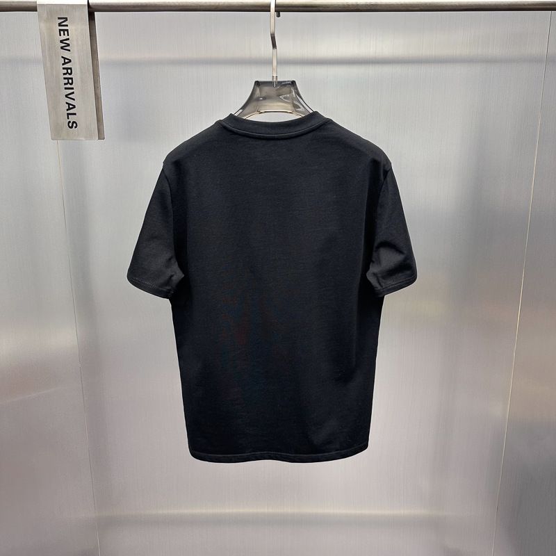 Maglietta estiva da uomo, alla moda, minimalista, con stampa in rilievo nera, girocollo, maniche corte, B1CNF2227_voghion.com