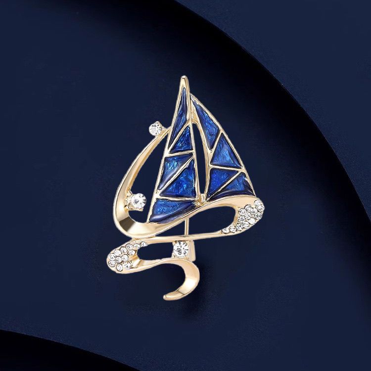 Smooth Sailing Brooch High-end Women's Delicate Enamel Sailing Brooch Niche Design Pin Suit Accessories_voghion.com