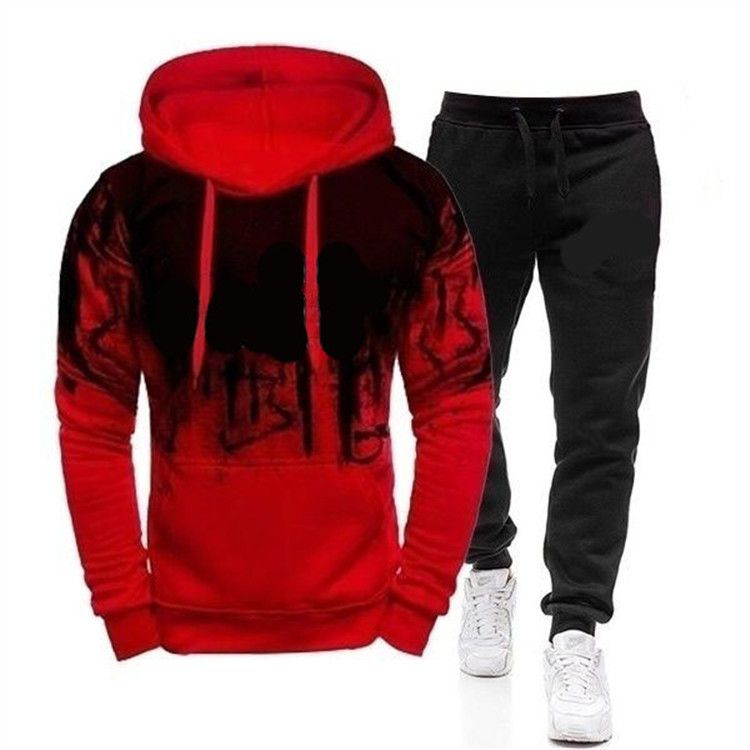 Ropa para hombre Nueva sudadera con capucha estampada con tinta para hombre Sudadera deportiva con capucha de manga larga de polar Traje T 1925_voghion.com