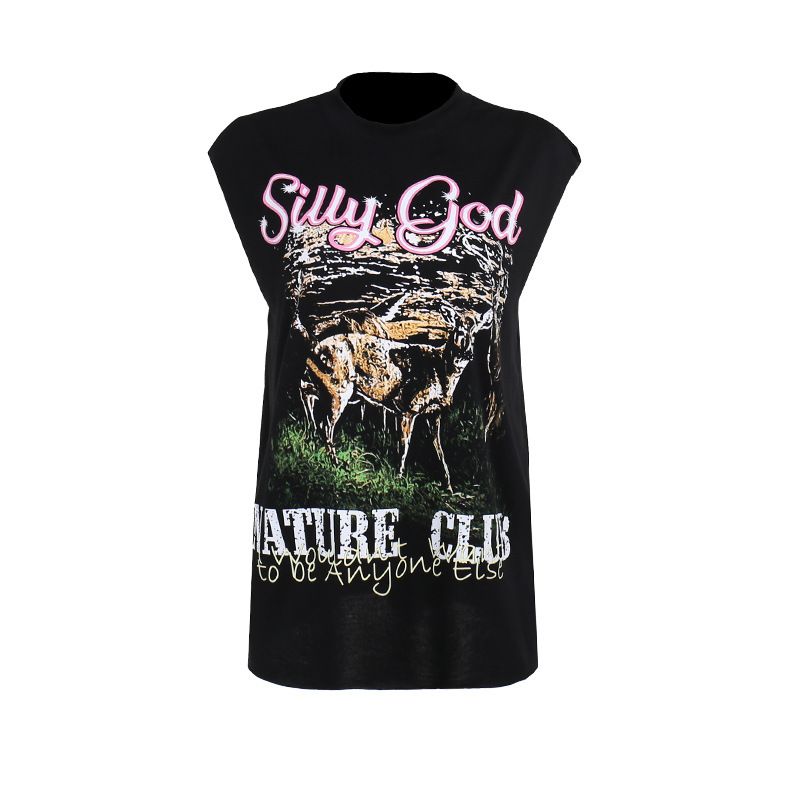 Women's Clothing style street fashion printed vest T-shirt_voghion.com