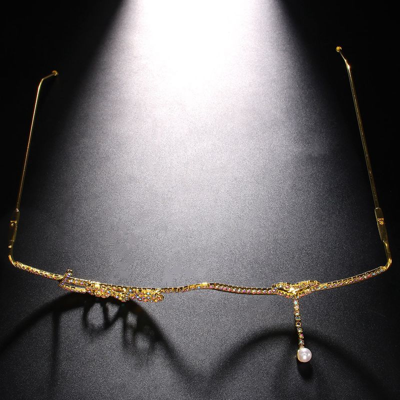 Montatura per occhiali con strass a goccia d'acqua di alta qualità, tendenza punk, accessori versatili Montatura per occhiali_voghion.com