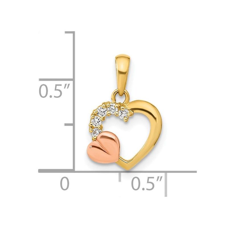 14K Two-tone Open Heart CZ Pendant_voghion.com