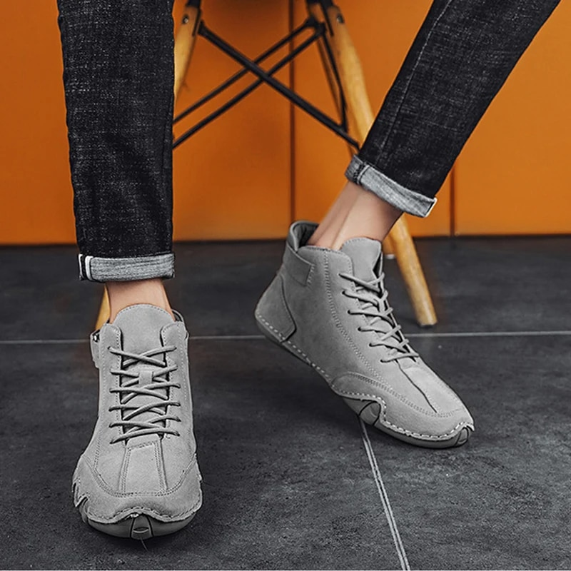 Leder Casual für Turnschuhe 2023 Neue In Männlichen Mode Müßiggänger Schuhe Lace Up Männer Stiefeletten Komfortable Mann Schuh_voghion.com