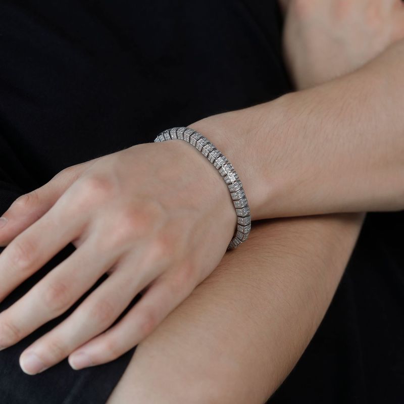 Men's And Women's Hip Hop Chain Bracelet With 6mm Cubic Zirconia Stones - Durable Gold & Silver Plated Link Bracelet For Casual Wear_voghion.com