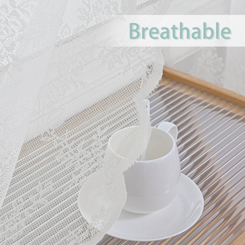 Tenda in pizzo bianco retrò francese - Elegante zanzariera per finestra per camera da letto e soggiorno_voghion.com
