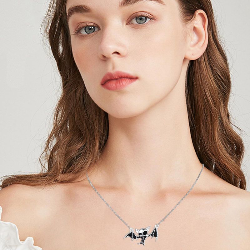 Neue persönliche Halloween-Halskette, vielseitiger, kreativer Gothic-Totenkopf-Fledermaus-Anhänger, Schlüsselbeinkette, Halloween-Geschenk_voghion.com