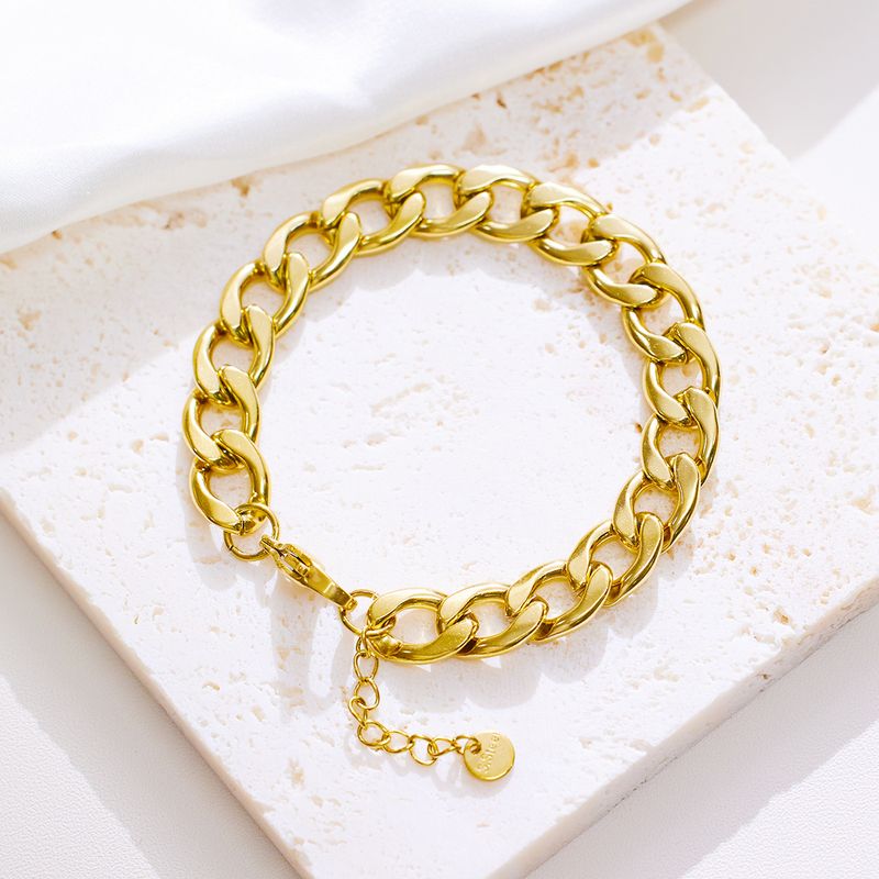 【Acciaio interamente in titanio】Bracciale cubano in stile hip-hop con personalità che mantiene il colore, versatile, con catena spessa_voghion.com