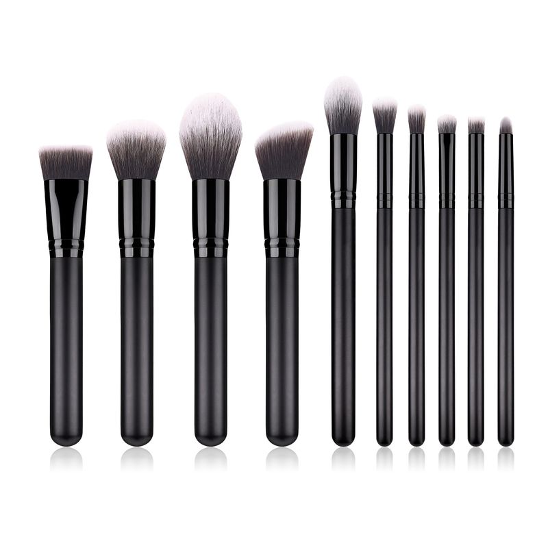 Set di pennelli per trucco da 10 pezzi, manico in legno, pennello per cipria in polvere nera, nuovo strumento per il trucco GUJHUI_voghion.com