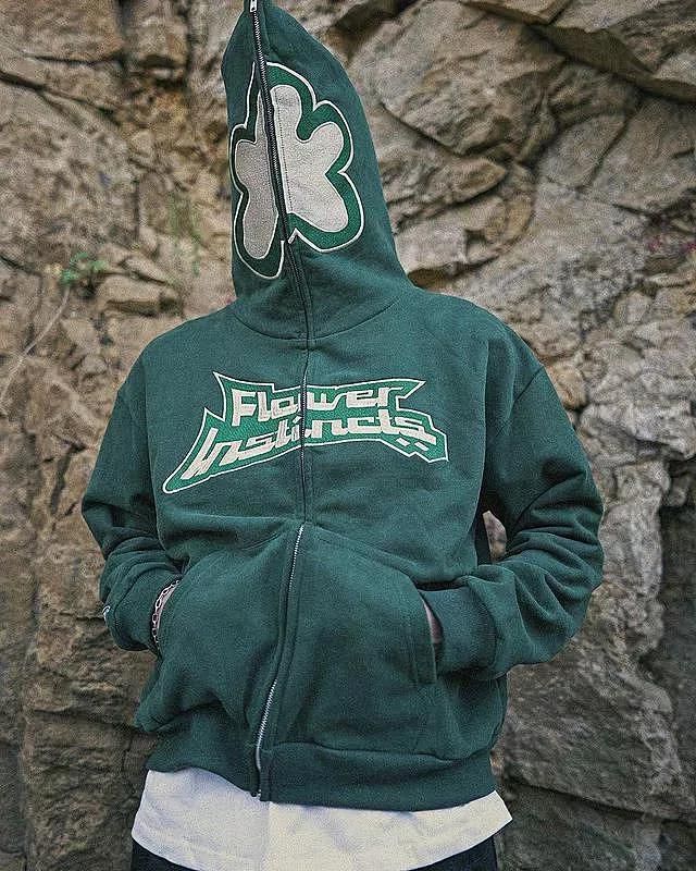 Neu Full-Zip Hoodie Strickjacke Harajuku Gothic Sweatshirt_voghion.com