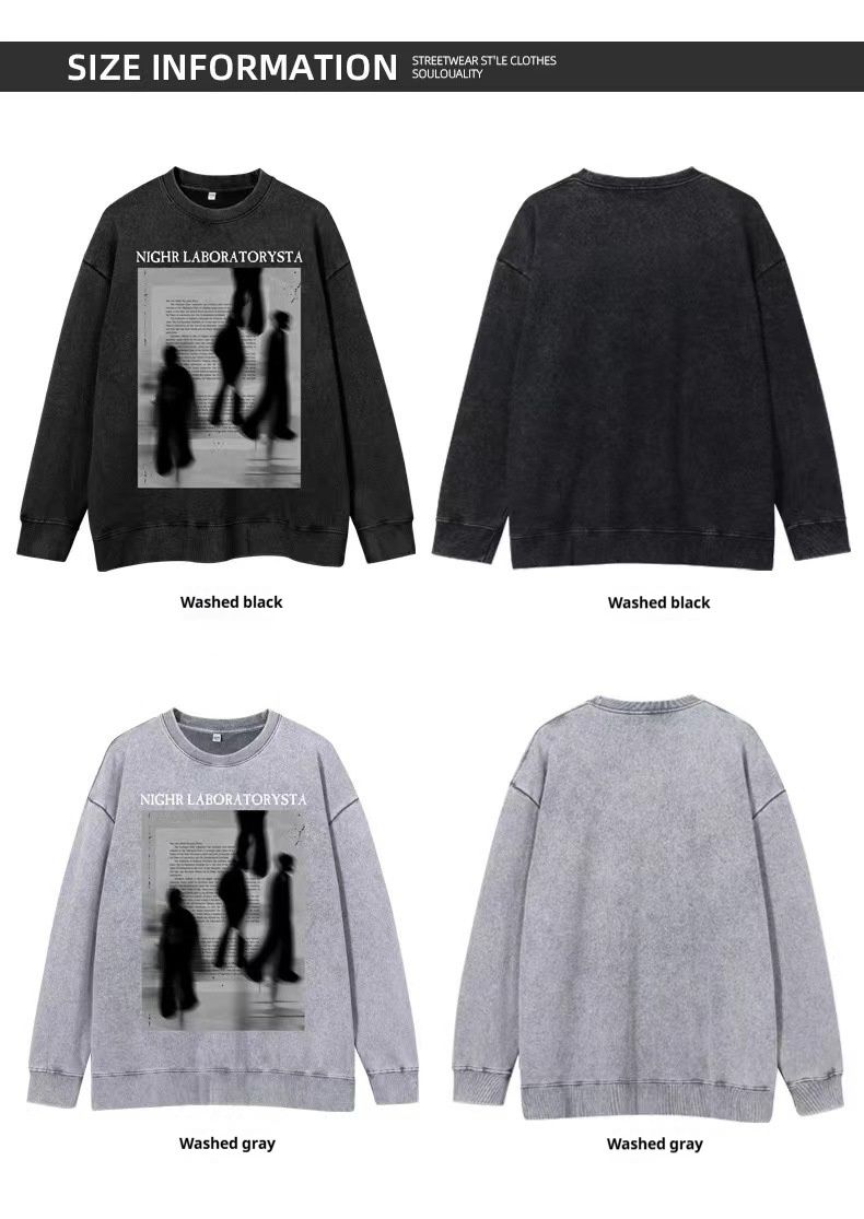Felpa con cappuccio girocollo stampata divertente del marchio americano alla moda autunno/inverno 2024, ampia, versatile, unisex_voghion.com