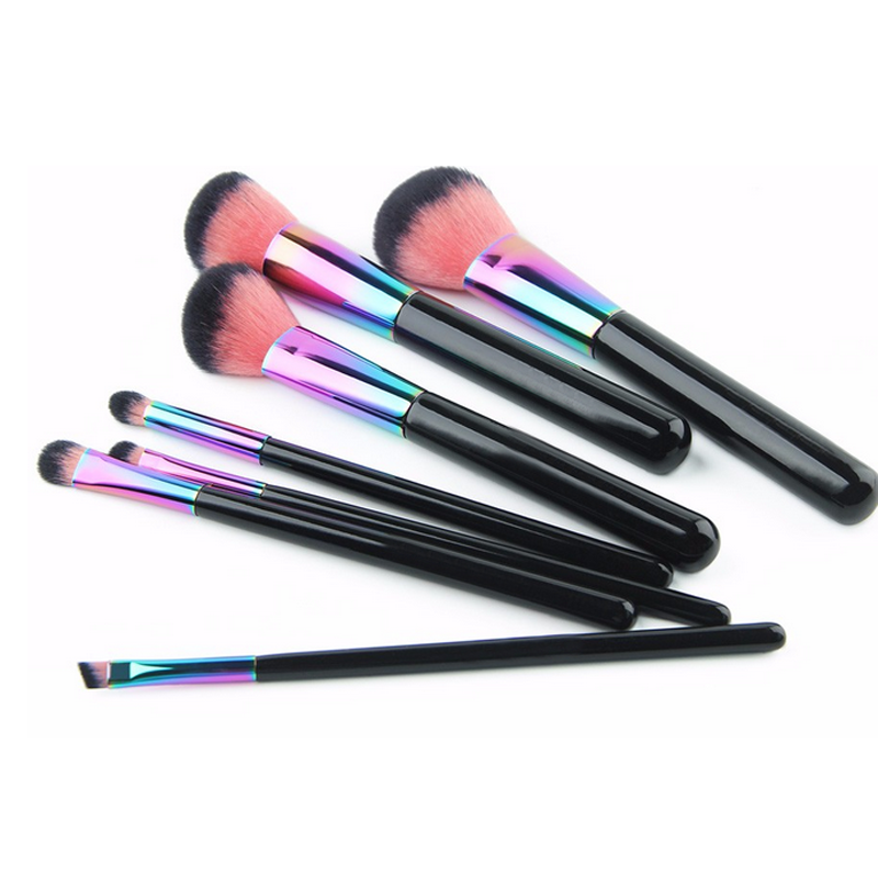 Professionelle 7 PCS Regenbogen Make-Up Pinsel Set Pulver Erröten Kosmetik Pinsel Schönheit Make-Up-Tools_voghion.com