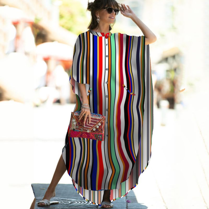 Vestido largo con estampado de leopardo para mujer, túnica playera, protección solar, traje de baño envolvente_voghion.com
