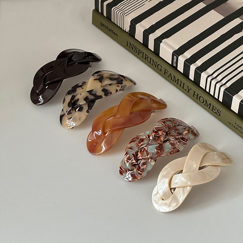 Corea del nuovo francese retrò Francia Twist forma intrecciata grande coda di cavallo molla clip piastra superiore dei capelli clip orizzontale_voghion.com