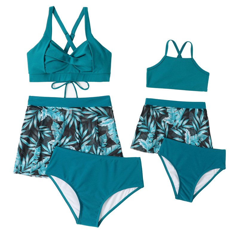 Family swimsuit Swimsuit family mesh gauze skirt swimsuit_voghion.com
