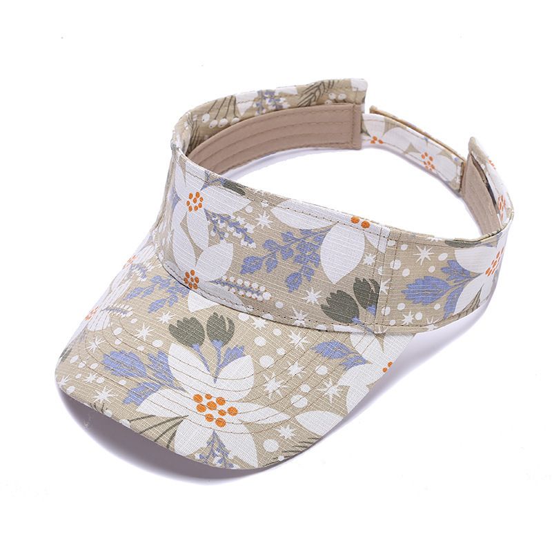 Cappello da sole da corsa per donna, di qualità imbattibile, con stampa primaverile ed estiva, con protezione vuota, alla moda, a forma di fiore, senza parte superiore._voghion.com