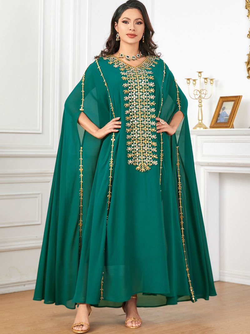 Luxuriöses besticktes Abaya-Kleid mit Fledermausärmeln – elegantes Maxikleid im Dubai-Stil für Frauen, bescheidene muslimische Mode_voghion.com