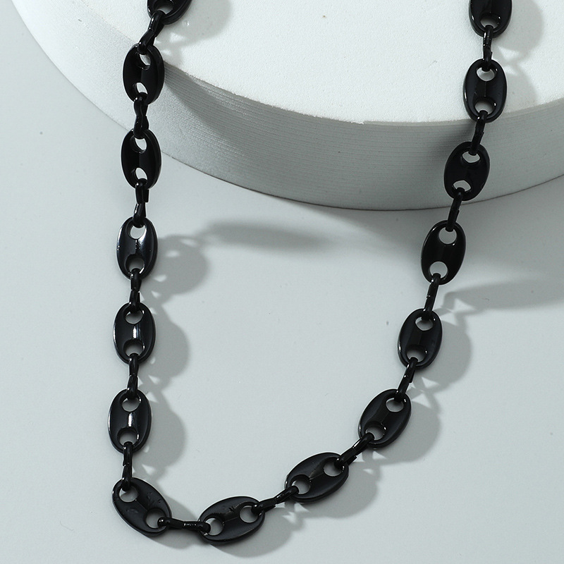 Collana Hip Hop Bracciale Set Uomo Donna Chicchi di caffè Girocolli a catena Gioielli con fascino femminile_voghion.com