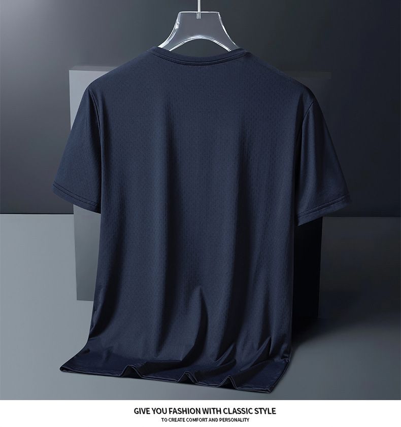 Men's T-shirt summer ice sports short sleeved t-shirt, fitness men's quick drying clothes, running breathable half sleeved casual men's clothing_voghion.com