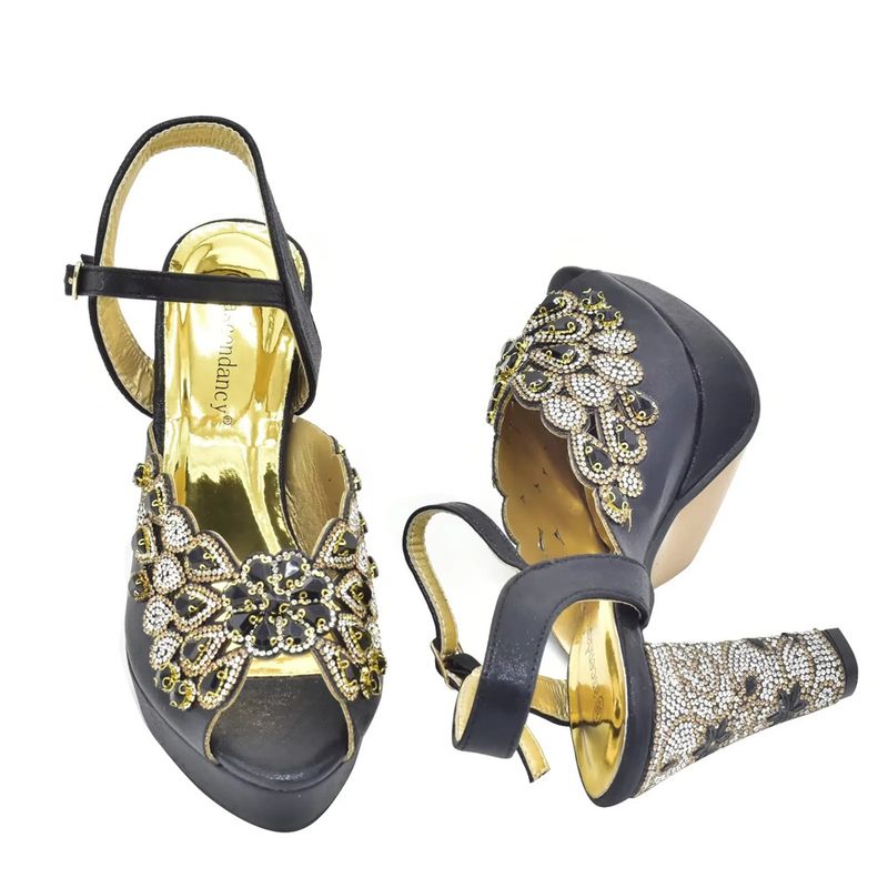 Zarte strass temperament elegante mode hochhackigen sandalen mit tasche set_voghion.com
