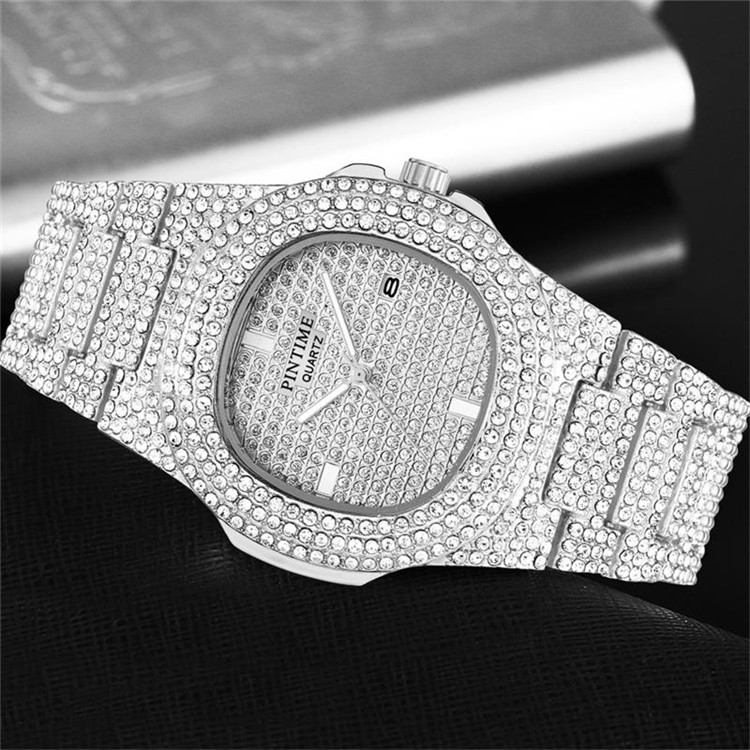 Stahlbanduhr Patek Diamantbesetzte Gypsophila Herren- und Damenuhren Kalender Quarzuhren Europäische und amerikanische beliebte Uhren Großhandel_voghion.com