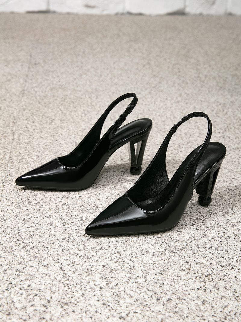 Women's Shoes Black High Heels Mule Sandals Fashion Party Evening Pointed Simple Back Empty High Heel Sandals_voghion.com