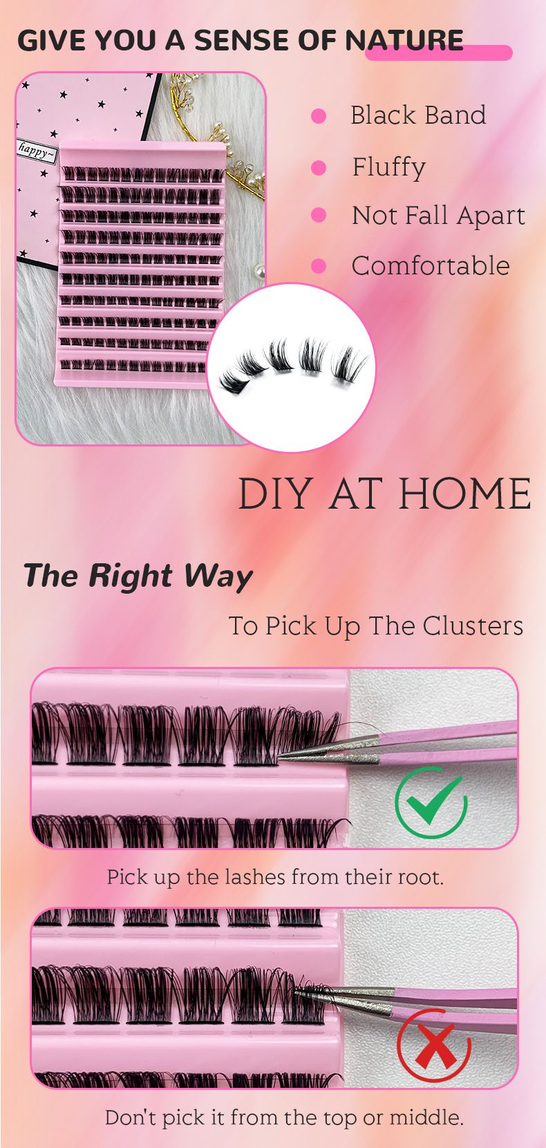 New feathered section single cluster self-grafted D curling holiday eyelashes_voghion.com