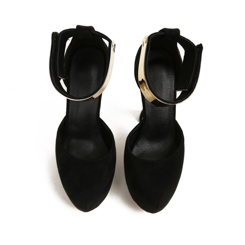 Women's Shoes Heels Clothing Tops Women's Fashion 16cm High Heels Women's Shoes Sexy Black Waterproof Platform One Strap High Heels_voghion.com