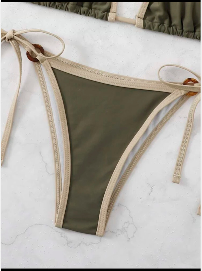 Roupas femininas Cor sólida Dividir Biquíni Suspensórios Senhoras Maiô Fabricantes_voghion.com