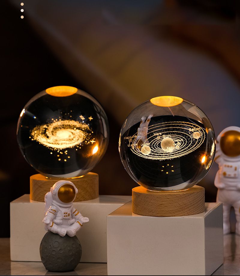 Sfera di cristallo 3D da 8 cm, luce notturna con incisione laser, sistema solare, globo astronomico, regalo di compleanno, decorazione per la casa e il desktop._voghion.com