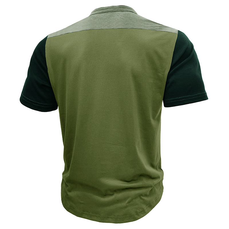 T-shirt à manches courtes et col montant pour homme, chemise Henley de sport de plein air pour homme, haut de fitness, t-shirt_voghion.com