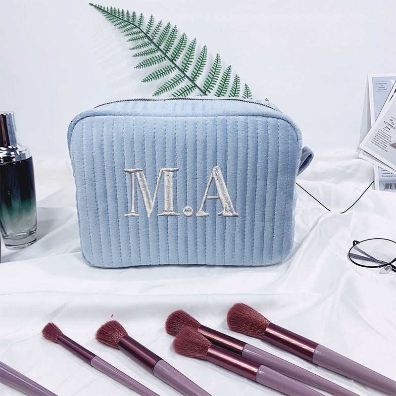 Make-up-Tools & Zubehör Gesteppte gestreifte Kosmetiktasche Flanell-Baumwolle Kosmetik-Aufbewahrungs-Clutch-Tasche Make-up-Zubehör-Aufbewahrungstasche_voghion.com