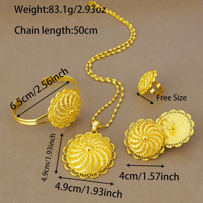 Vierteiliges äthiopisches Silber-Halsketten-Anhänger-Armband-Ohrringe-Ring-Klassiker-Schmuckset_voghion.com