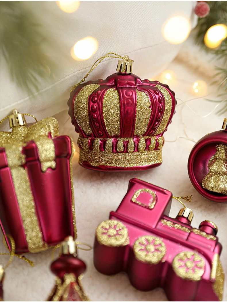 Ensemble de 18 décorations de Noël en plastique métallisé or rose – Décorations à suspendre pour sapin, couronne et décoration de table de fêtes_voghion.com