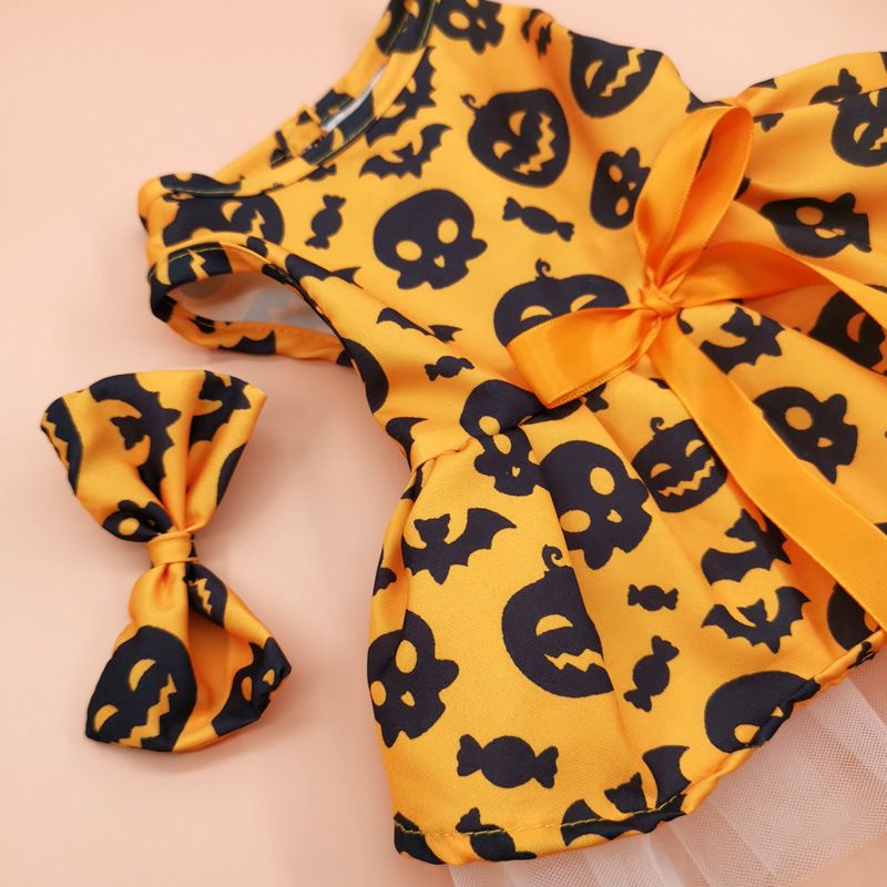 Halloween Kürbis Haustier Tüllrock Hundekleid Teddy Tüllrock Welpenkleidung Katzenprinzessinrock_voghion.com