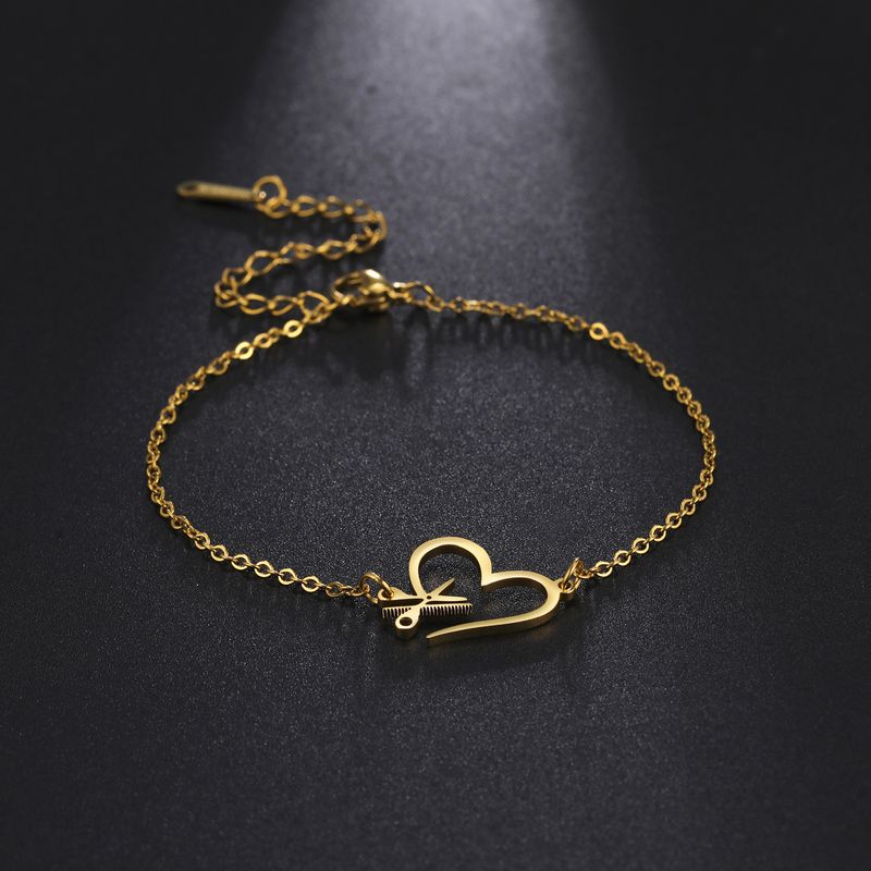 Stainless steel bracelet creative design sense of love hair tool pendant bracelet jewelry_voghion.com