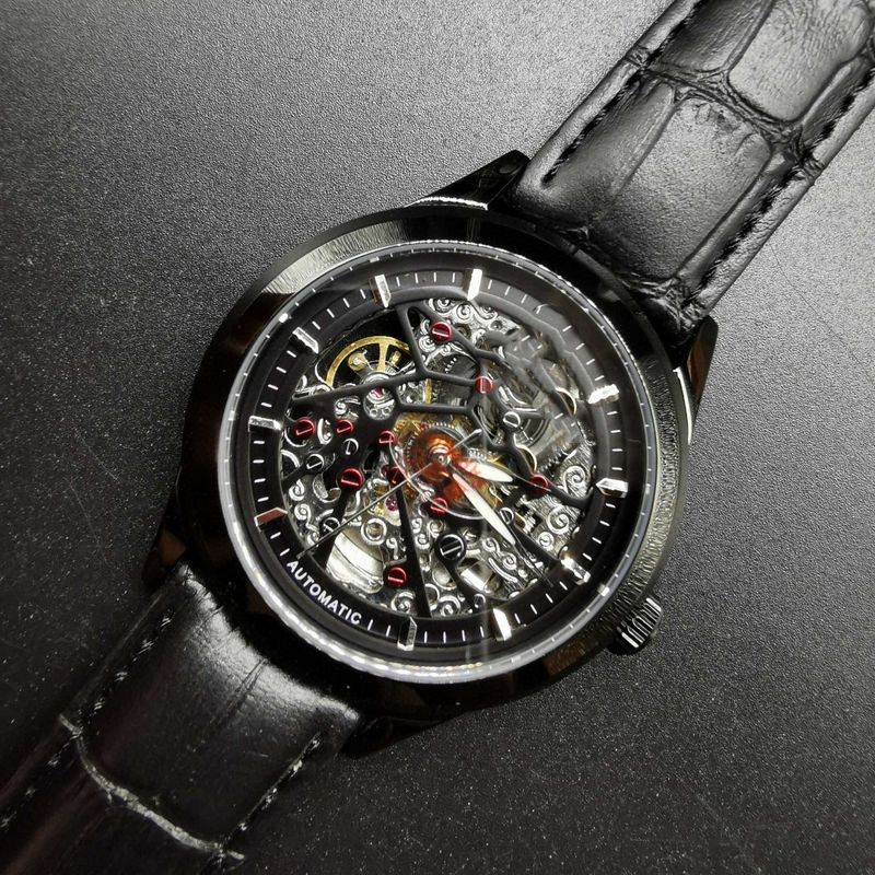 Skeleton Steel Case Tourbillon Men's Automatic Mechanical Watch Engraved New 2025 Three-Hand Cellini Style_voghion.com