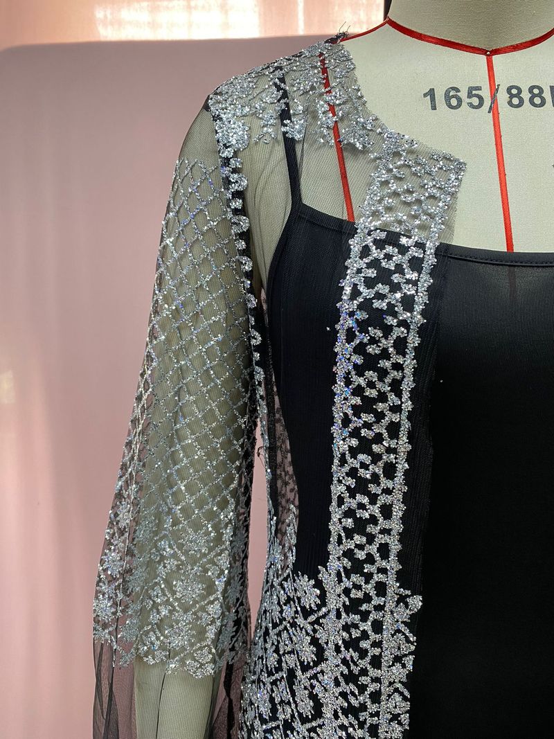 2025 New Women's Hot Stamping Sexy Shawl Two-piece Set For Banquet Fashion Evening Dress_voghion.com