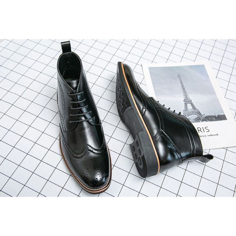 Chukka snörning för män mode ankelstövlar Casual Oxfords Skinnskor med vingspets Bekväma_voghion.com