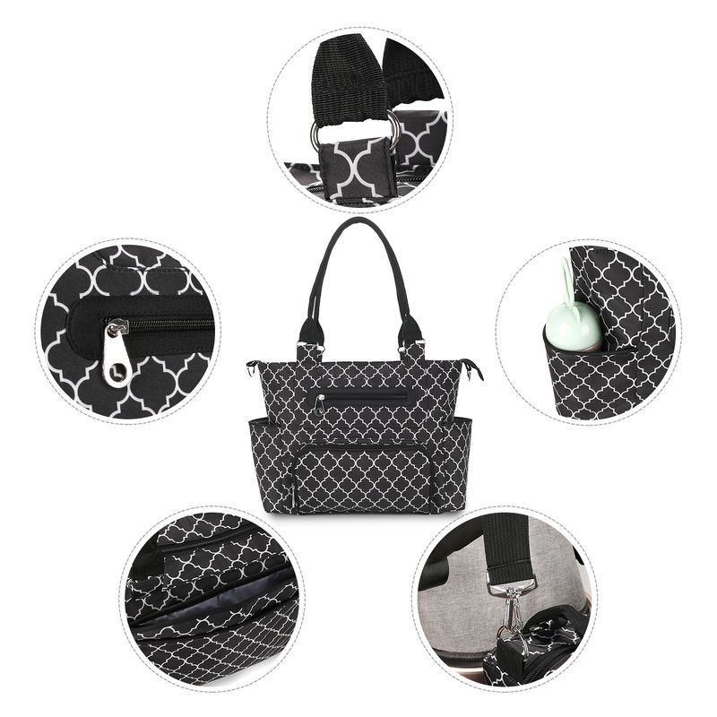 Aboutbaby Large Capacity 7-Piece Diaper Bag Set Multi-Functional Shoulder Tote With Spacious Compartments Stylish & Durable Polyester Travel Daily Use_voghion.com