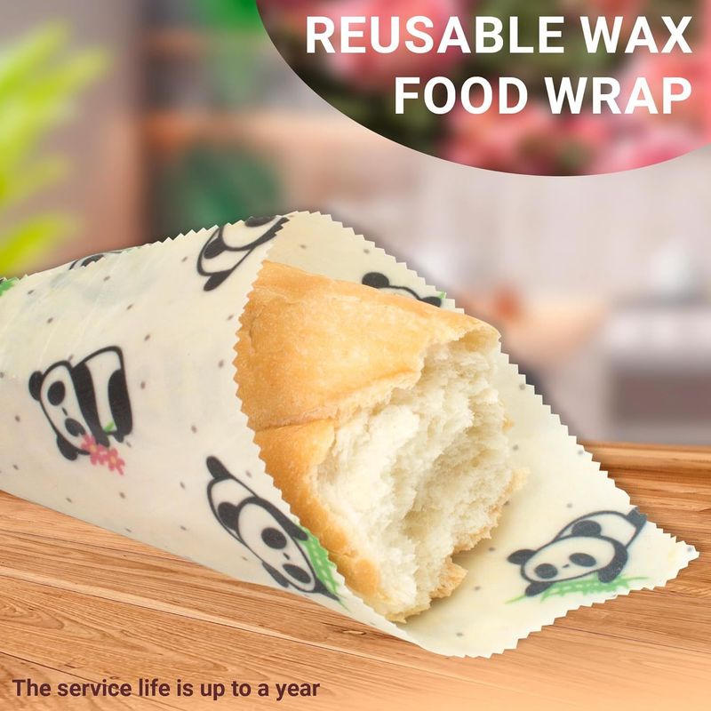 Beeswax Food Wraps. Pack of 3 Assorted Organic Bee Wax Wrapping Papers with Animals. Reusable Set of Small; Medium; Big Natural Cloth Wrappers_voghion.com