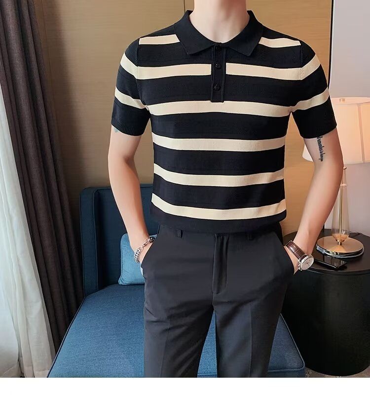 Herren Slim Fit Strick-Kurzarmhemd – Atmungsaktives Polyester, lässiges Revers-Design, leichtes Sommeroberteil (Grün, S-3XL)_voghion.com